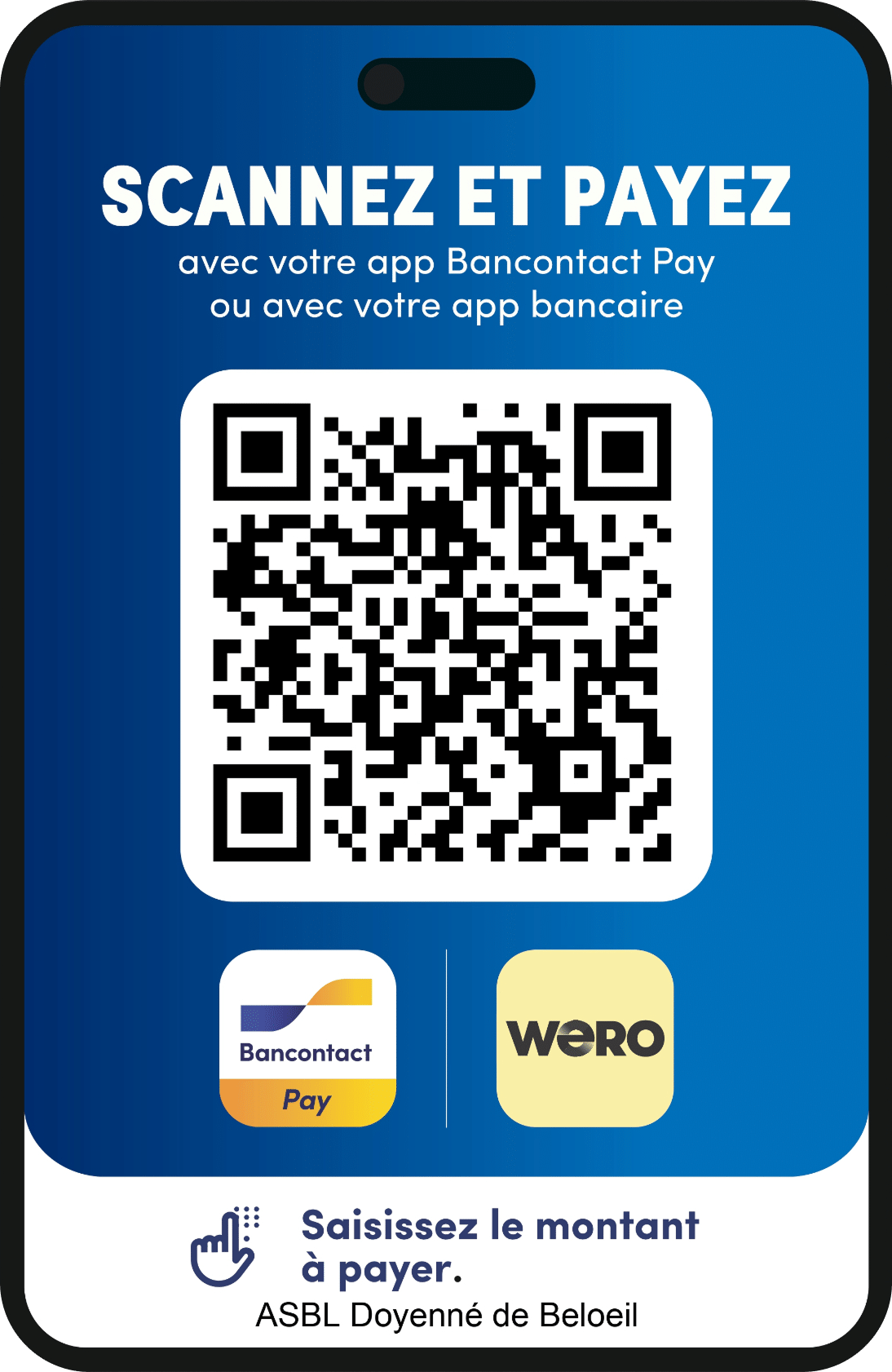 Scan QR Code Bancontact Pay et Wero - ASBL Doyenné de Beloeil
